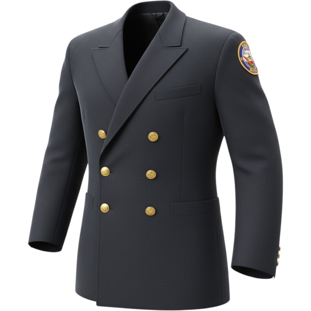 Navy JROTC Double Breasted Pea Coat Small Black Gold Buttons Military Uniform